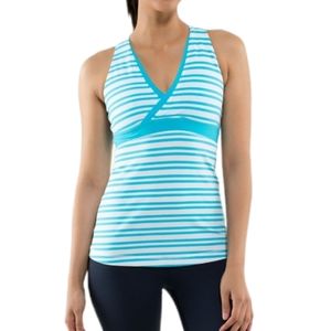 LULULEMON Stripe Deep V Tank in Twin Stripe Spry Blue AA